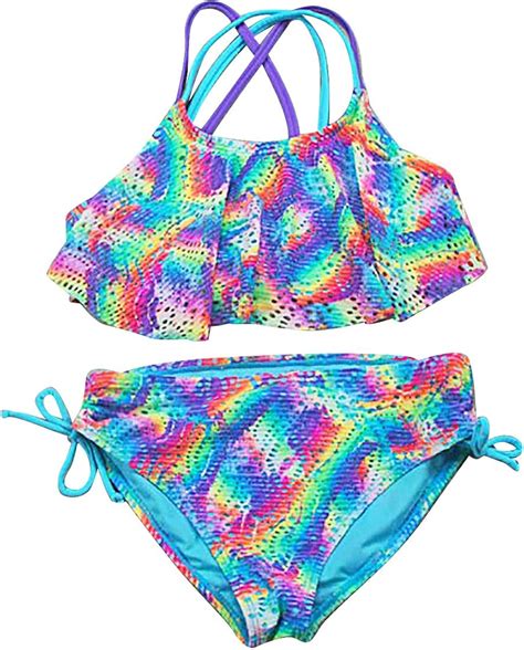 Inlzdz Inlzdz M Dchen Badeanzug Bunt Regenbogen Bikini Tankini Set