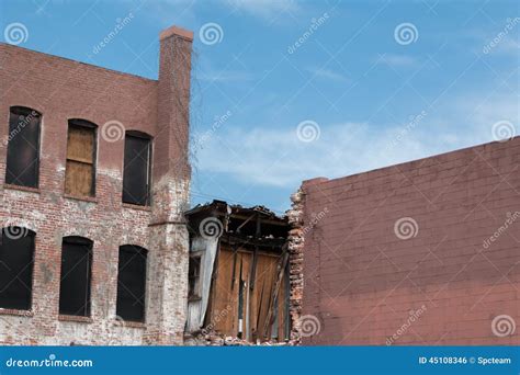 Old Brick Building Renovation Stock Photo - Image of trespass, sign: 45108346