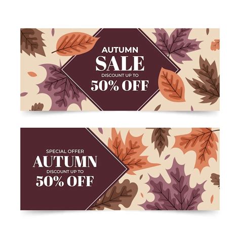 Free Vector Hand Drawn Flat Horizontal Autumn Sale Banners Set