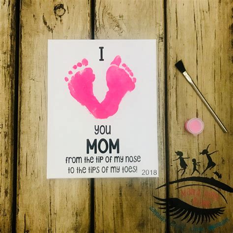 I Love Mom Toddler Footprint Art Baby Footprint Art T Etsy Baby