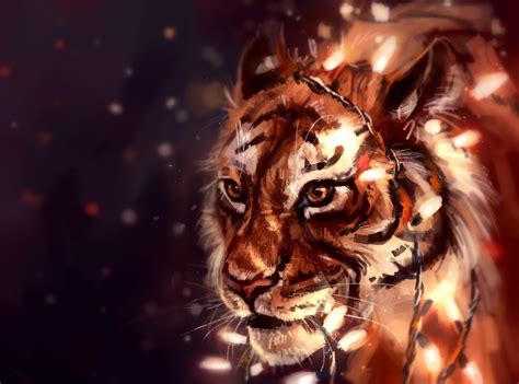 Big Cats Tigers Painting Art Snout Hd Wallpaper Rare Gallery