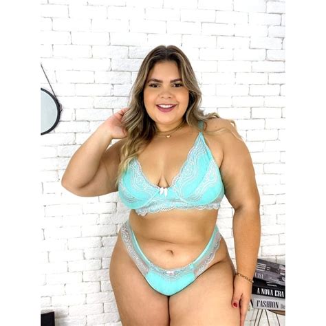 Conjunto Suti E Calcinha Plus Size Lingerie Sem Bojo Aro E Renda