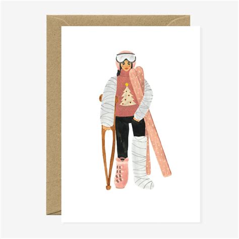 Ski Fail Woman - Greeting card – Allthewaystosay.com