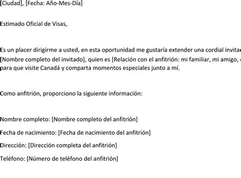 Carta De Invitación Para Viajar A Canadá