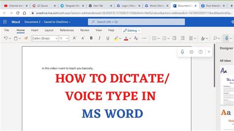 How To Dictate In Microsoft Word Youtube