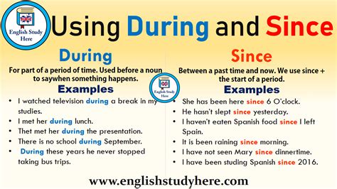 Using During And Since In English English Study Here