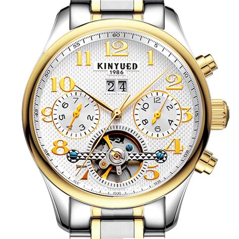 Kinyued Skeleton Tourbillon Mechanical Watch Automatic Men Stainless