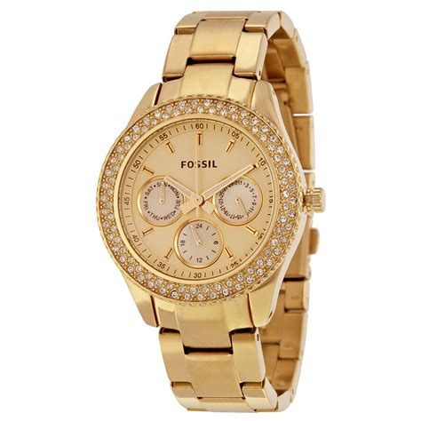 Fossil Stella Gold Dial Gold Tone Steel Ladies Watch Es3101 Stella