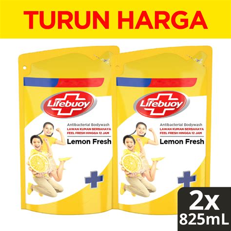 Promo Lifebuoy Lemon Fresh Antibakteri Sabun Mandi Cair 825 ML Twin