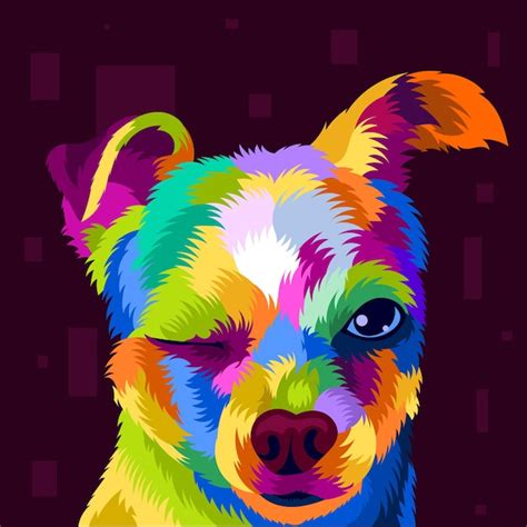 Ilustraci N Colorida Cabeza De Perro Con Estilo Pop Art Vector Premium