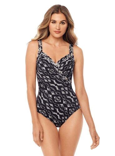 Miraclesuit Black Sanibel One Piece Swimsuit Womens Eb1945 Size 12dd Ebay