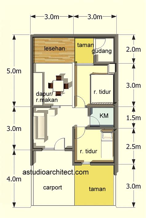 Denah Desain Rumah 6x9 Desain Id