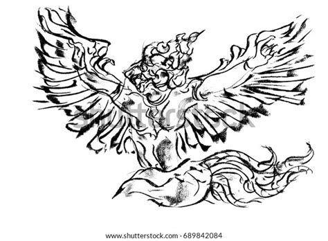 Garuda Drawing Crayon Style On Paper Hình Minh Họa Có Sẵn 689842084