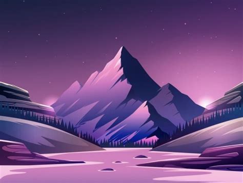 Purple Mountains at Night Illustration