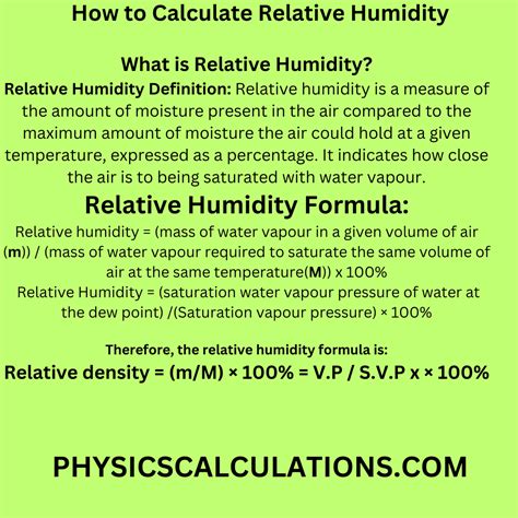 How To Calculate Relative Humidity Definition And Formula