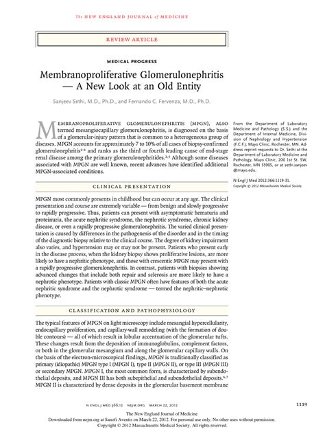 Pdf Membranoproliferative Glomerulonephritis A New Look At An Old