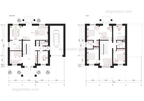 Small House Plan Dwg : House Small Family Villas Autocad Drawings Dwg ...