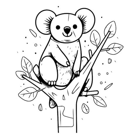 Premium Vector Cute Koala Sitting On A Tree Branch Vector Illustration