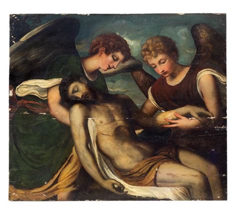 Andrea Schiavone The Dead Christ Mourned By Two Angels MutualArt