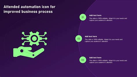 Attended Automation Icon For Improved Business Process PPT Slide