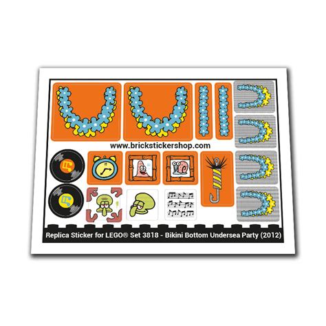 Replacement Sticker For Set 3818 Bikini Bottom Undersea Party BrickStickerShop