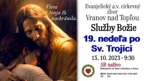 Služby Božie VT 15 10 2023 19 nedeľa po Sv Trojici YouTube