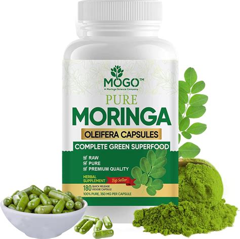 Amazon MOGO Organic Moringa Powder Capsules 180 Ct Moringa