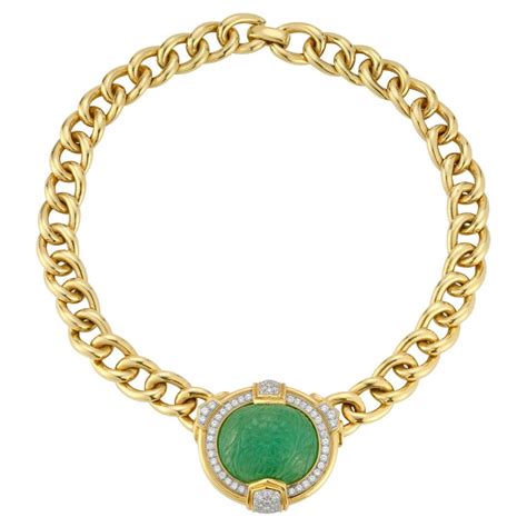 David Webb Carved Emerald Necklace For Sale at 1stDibs