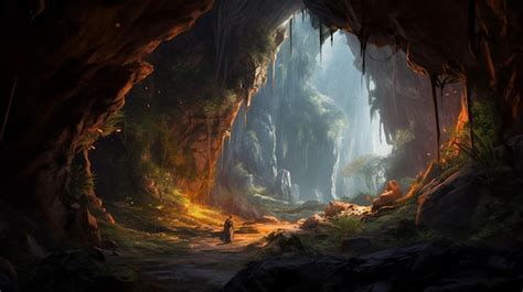 Premium AI Image | A mysterious cave with hidden secrets inside