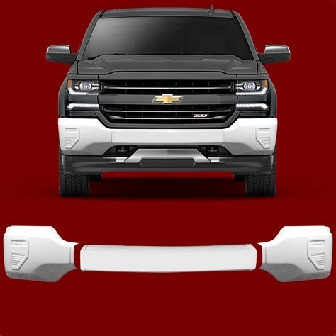 2016 2018 Chevy Silverado 1500 Front Bumpershellz™ Chrome Delete Bumper Cap Kit