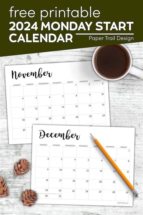 Print A 2024 Monday Start Calendar In Black And White And Plan Your