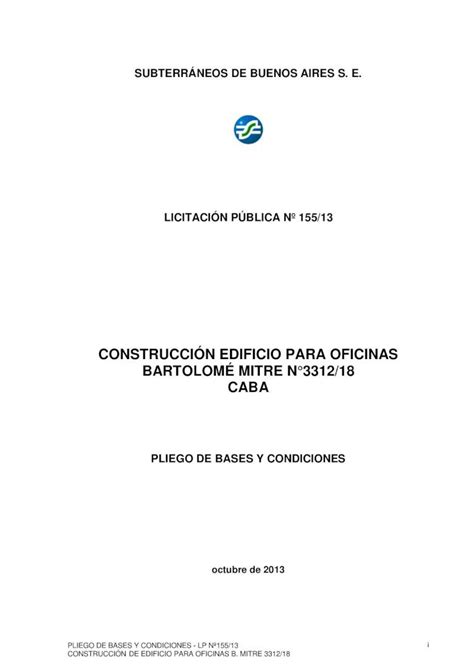 Pdf Construcci N Edificio Para Oficinas Bartolom Mitre Pliego De