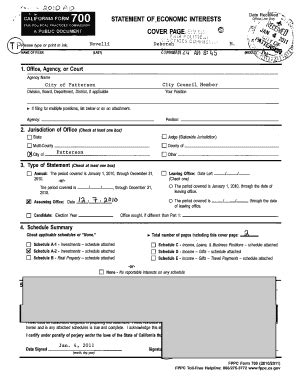 2010 Form CA FPPC 700 Fill Online Printable Fillable Blank PdfFiller