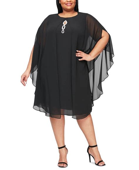 Sl Fashions Plus Size Rhinestone Chiffon Dress And Capelet Macys