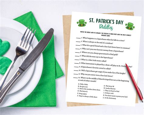 St Patrick's Day Riddles Game Printable St Pattys Riddle - Etsy