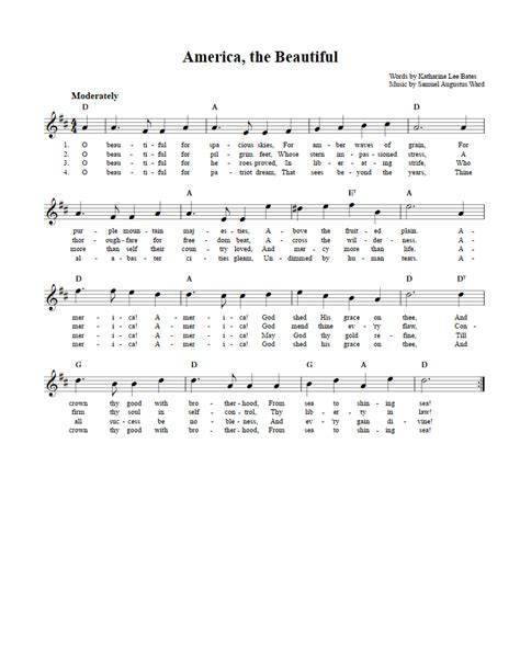 America, the Beautiful: Chords, Lyrics, and Sheet Music for B-Flat ...