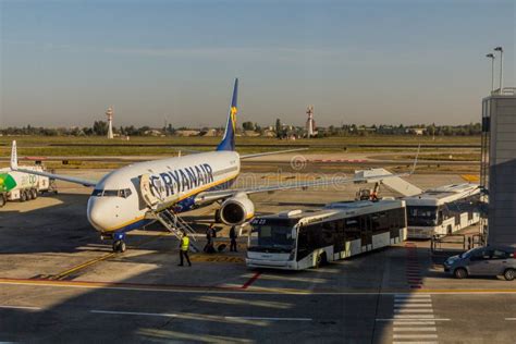 BOLOGNA ITALY OCTOBER 23 2018 Ryanair Airplane At Bologna