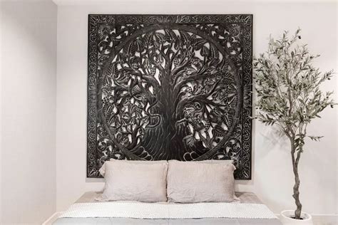 Brown Gold Bohemian Bed Headboard Inch Bodhi Tree Of Life Etsy