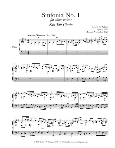 Sinfonia No 1 In E Minor For Three Voices By Robert W Padgett Sheet