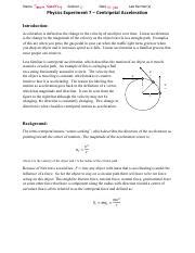 Fall Experiment Centripetal Acceleration With Sim V Pdf