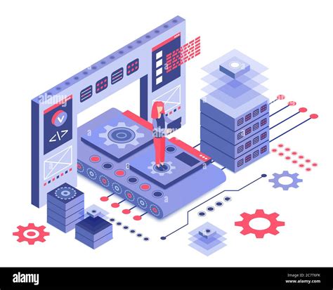 Datacenter Isometric Vector Illustration Engineering And