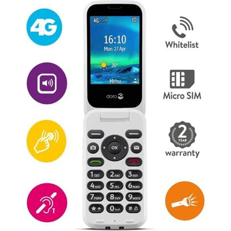 T L Phone Mobile G Clapet Pour Senior Doro Double Cran