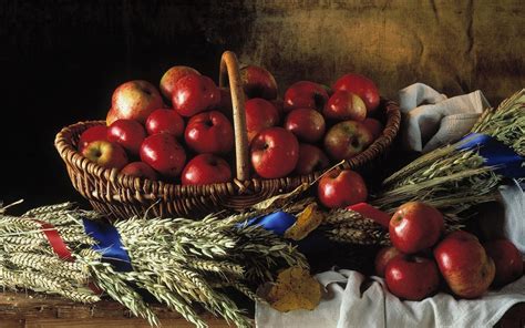 Wallpaper Painting Food Branch Fruit Apples Produce Land Plant