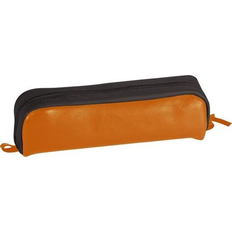 8C Trousse Scolaire Rectangulaire Couleur Orange Et Marron 21X4X6 Cm