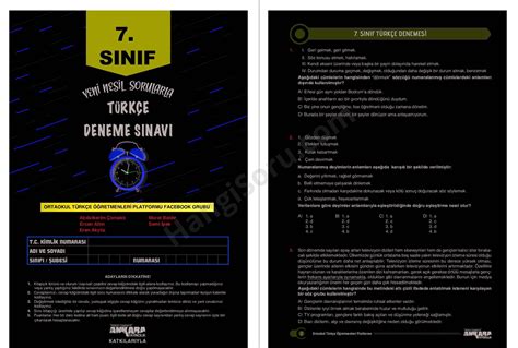 7 Sınıf Türkçe Deneme Sınavı PDF İndir HangiSoru