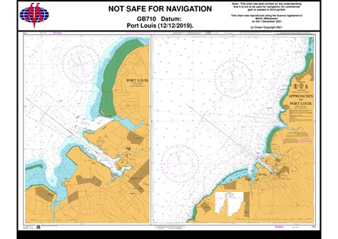 Nautical Chart 710 Mauritius, Approaches to Port Loui