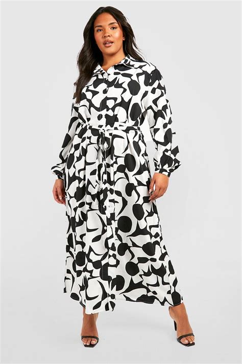 Womens The Plus Printed Midaxi Shirt Dress Boohoo Uk