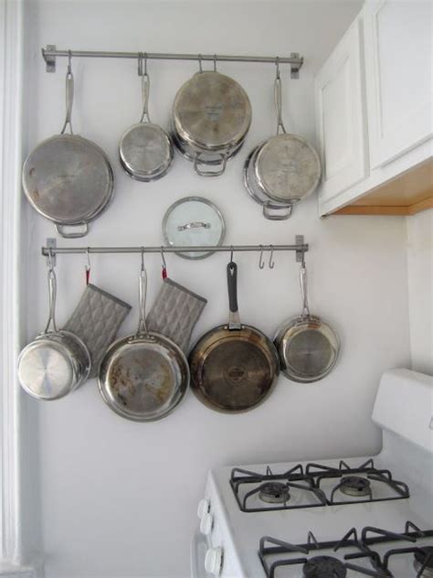 A 14 Towel Bar Is A Genius Way To Organize Pots And Pans Kitchen