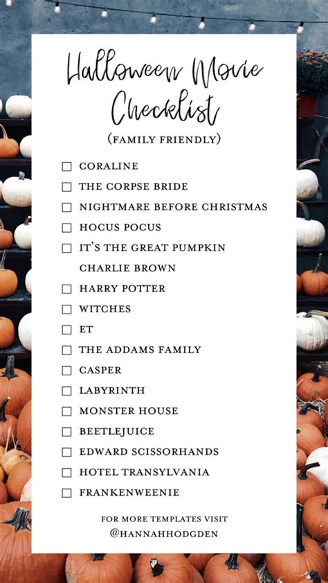 Halloween Movie Checklist (Family Friendly) | Halloween movies ...