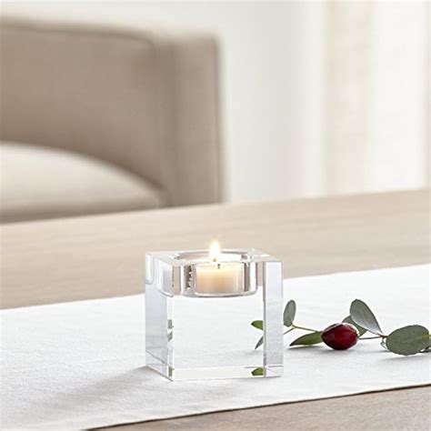 Crystal Candle Tea Light Holders Set Of 4 Elegant Heavy Glass Cuboid Tealight Ebay